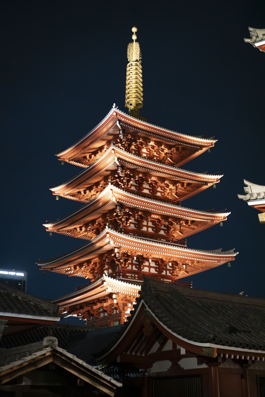 Nightime photo of Sensoji-temple Pagoda